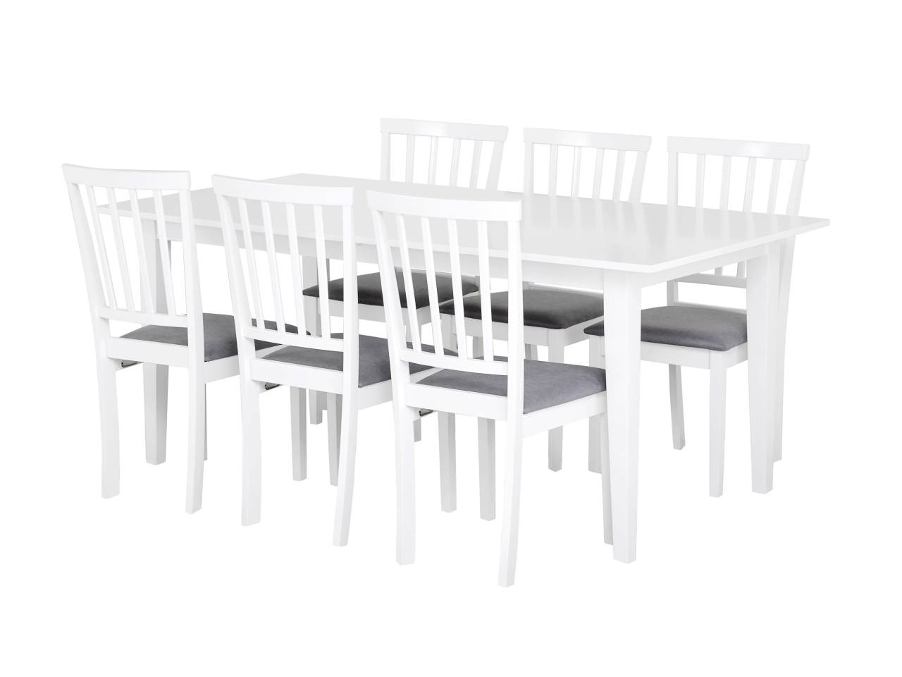 ALICE Bord 180 Vit + 6 Stolar Vit/Gr�