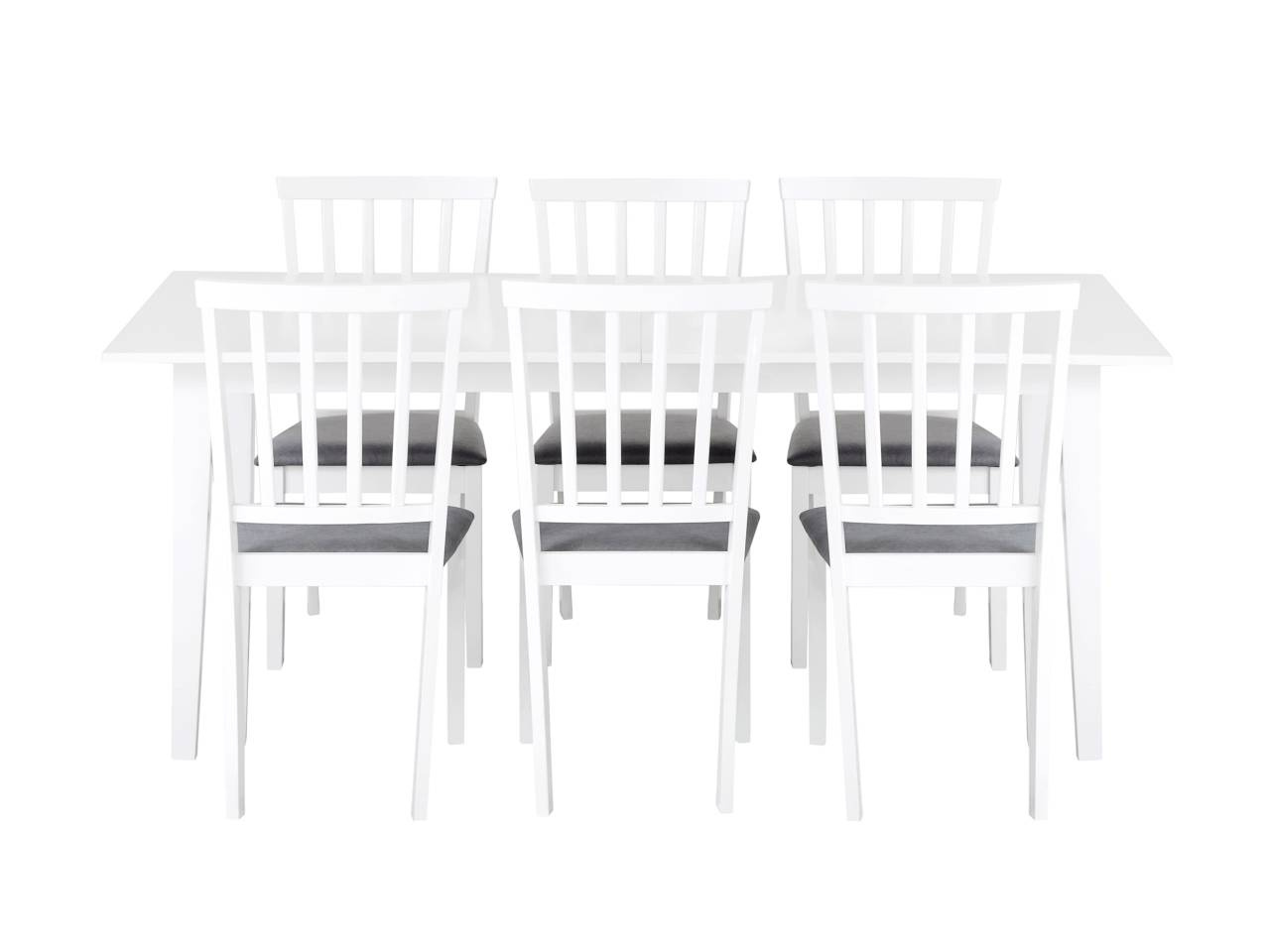 ALICE Bord 180 Vit + 6 Stolar Vit/Gr�