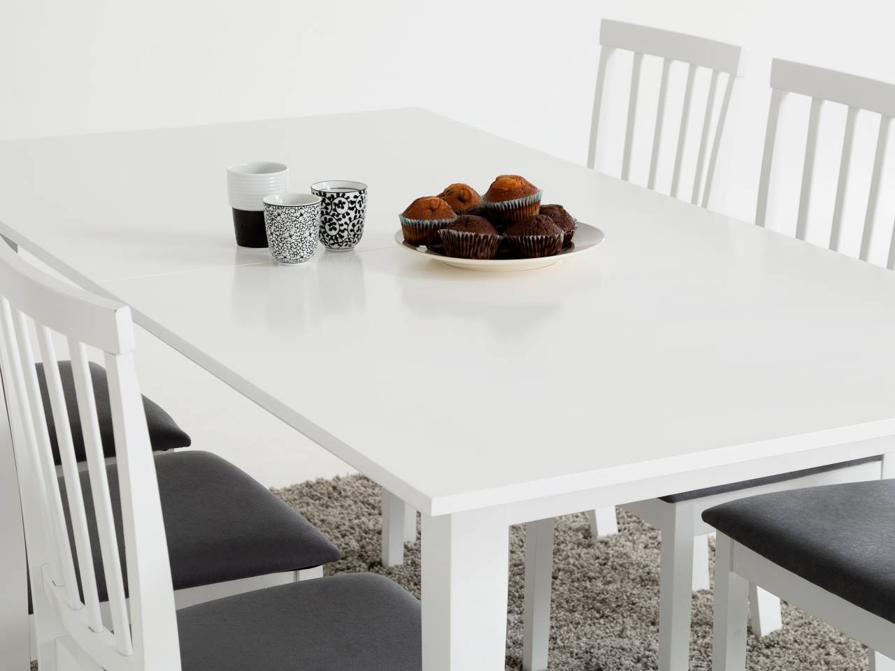 ALICE Bord 180 Vit + 6 Stolar Vit/Gr�